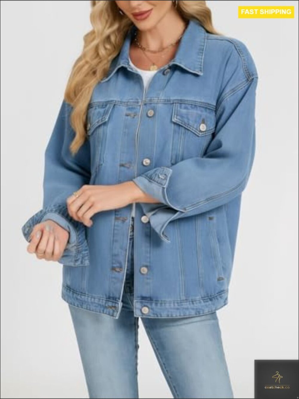 Oversized Boyfriend Denim Jacket Loose Fit Shacket Spring Trendy - Picture 7 of 7
